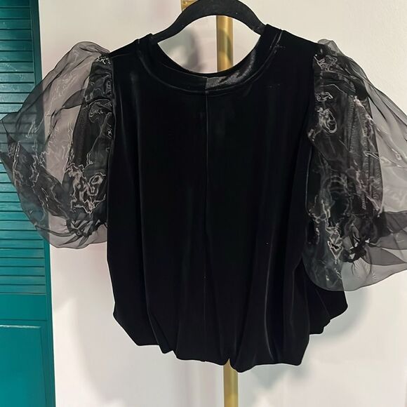 ANTHROPOLOGIE NWT Maeve Puff-Sleeve Velvet Blouse- S - Picture 7 of 10